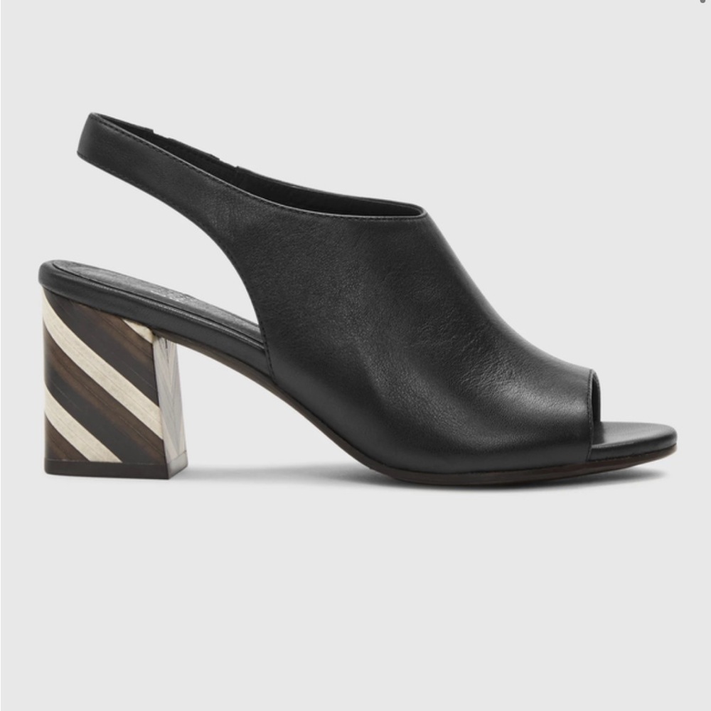 Eileen Fisher Bobbie Italian Leather Slingback with Striped Heel (+ dust bag)